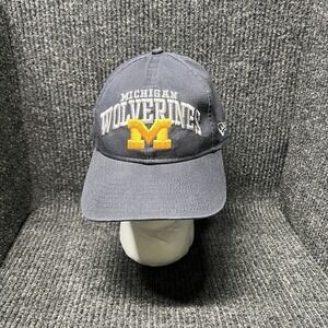 New Era Michigan Wolverines Hat Navy Blue Embroidered Logo Adjustable Dad Cap